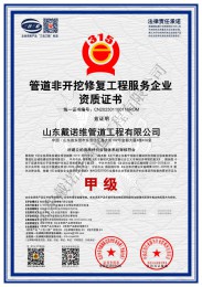 管道非開挖修復工程服務企業(yè)資質證書